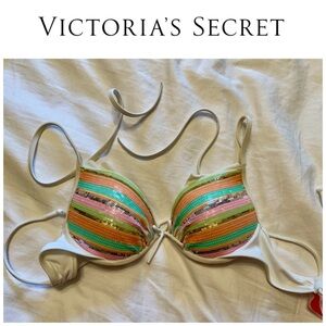 Victoria’s Secret Fabulous Push Up Sequin Triangle Bikini Top 32B
